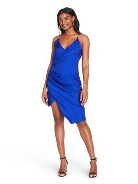 Cushnie Target Blue Animal Jacquard Faux Wrap Sleeveless Dress 8 NWT
